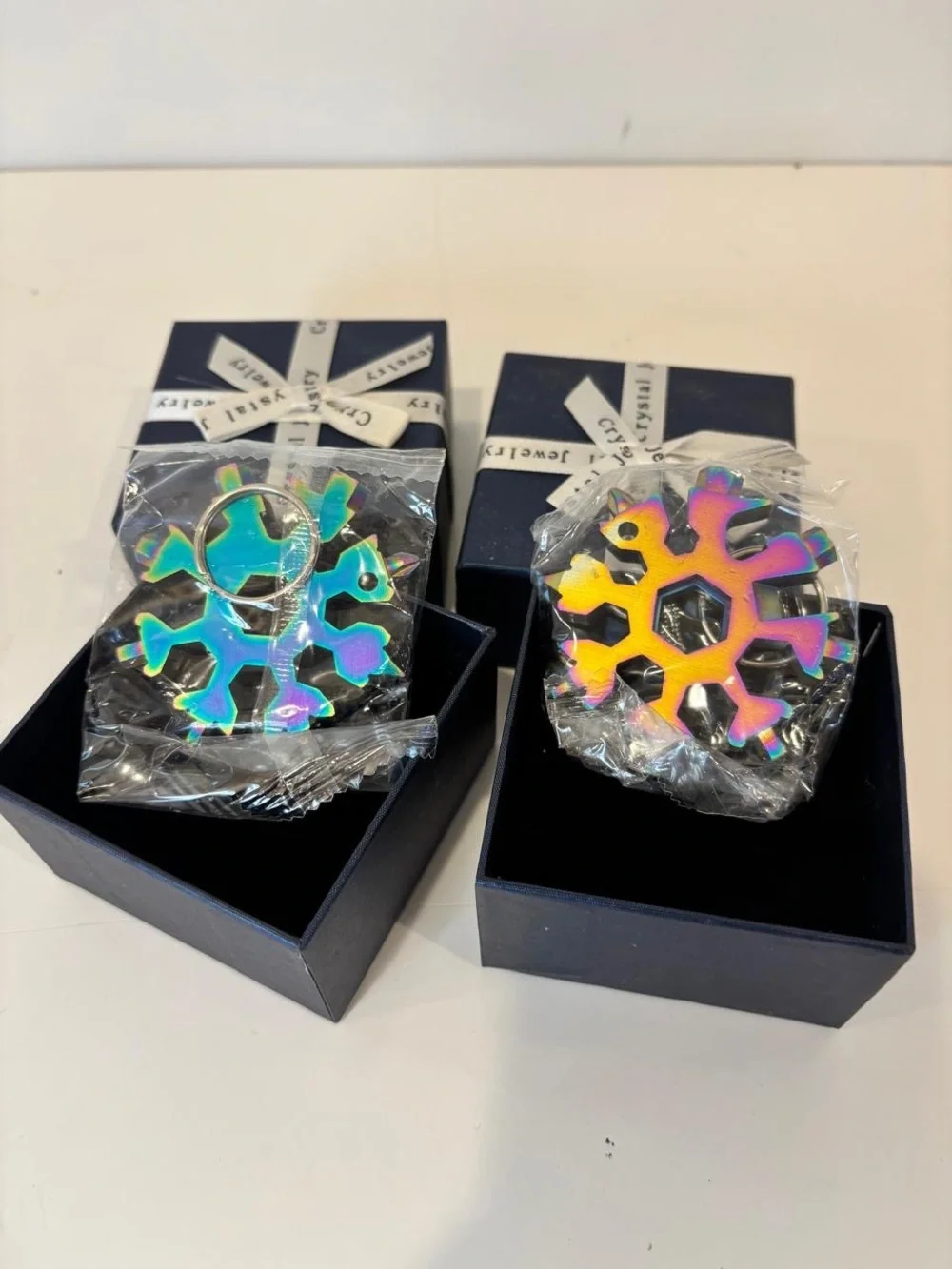 New 2-Pack Rainbow Snowflake Multi-Tool Keychain EDC Bottle Opener